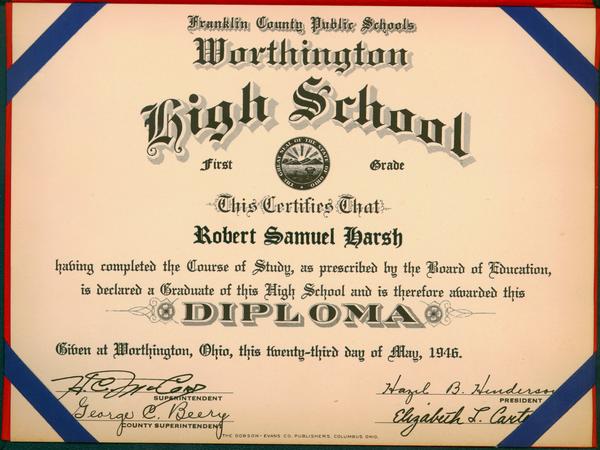 high school diploma worthington memory hischool diploma