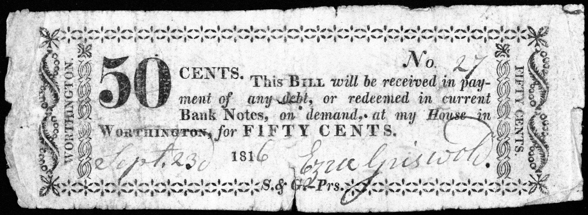 50 Cent Scrip Note