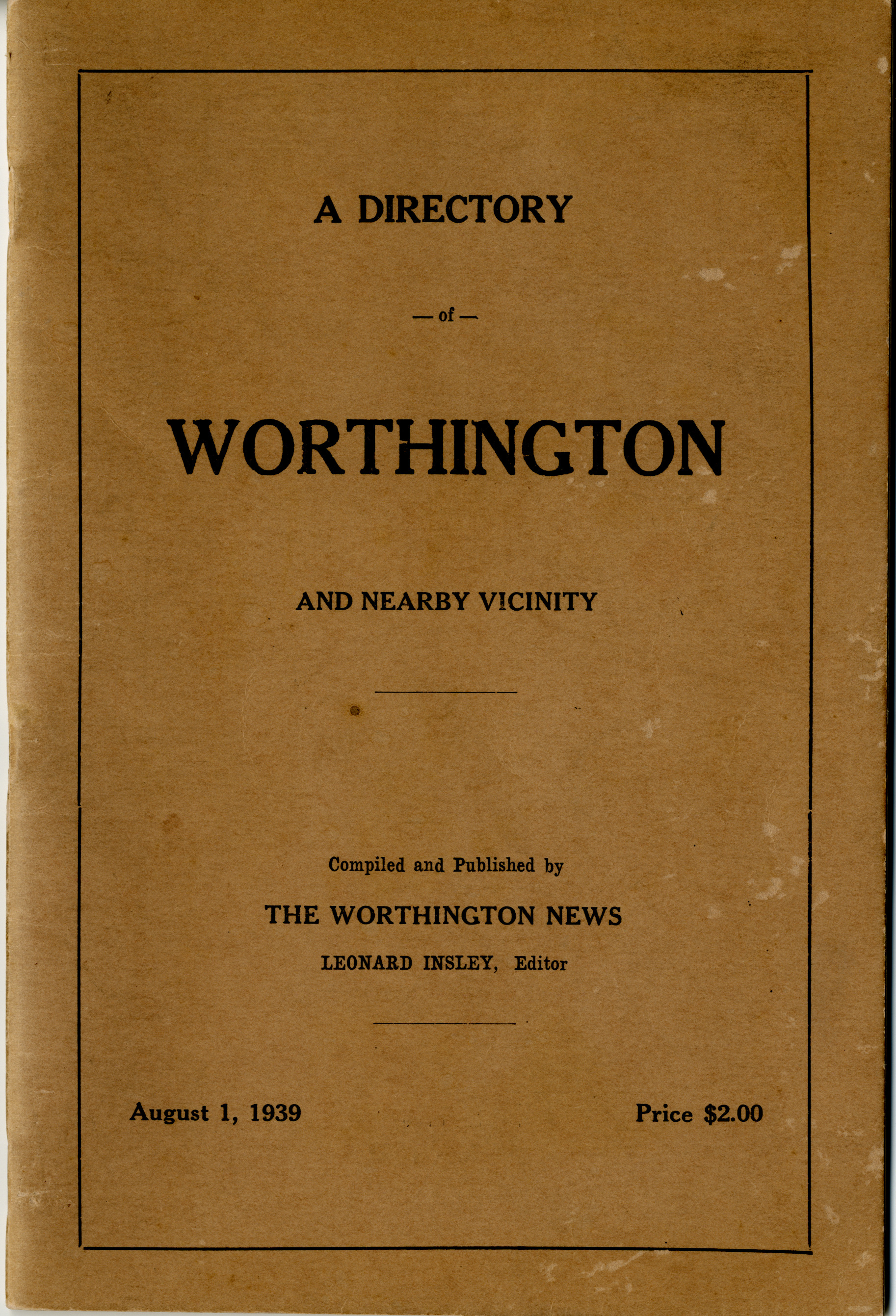 A Directory of Worthington and Nearby Vicinity