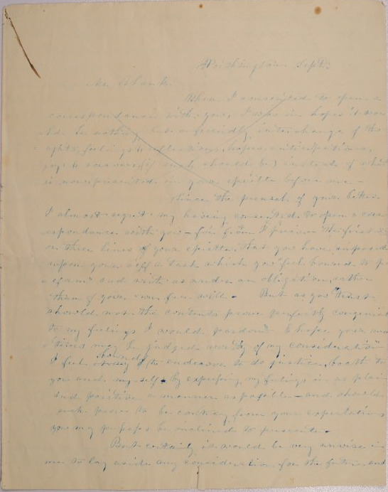 Draft Letter to Mr. Blank from Mary Johnson of Worthington, Ohio