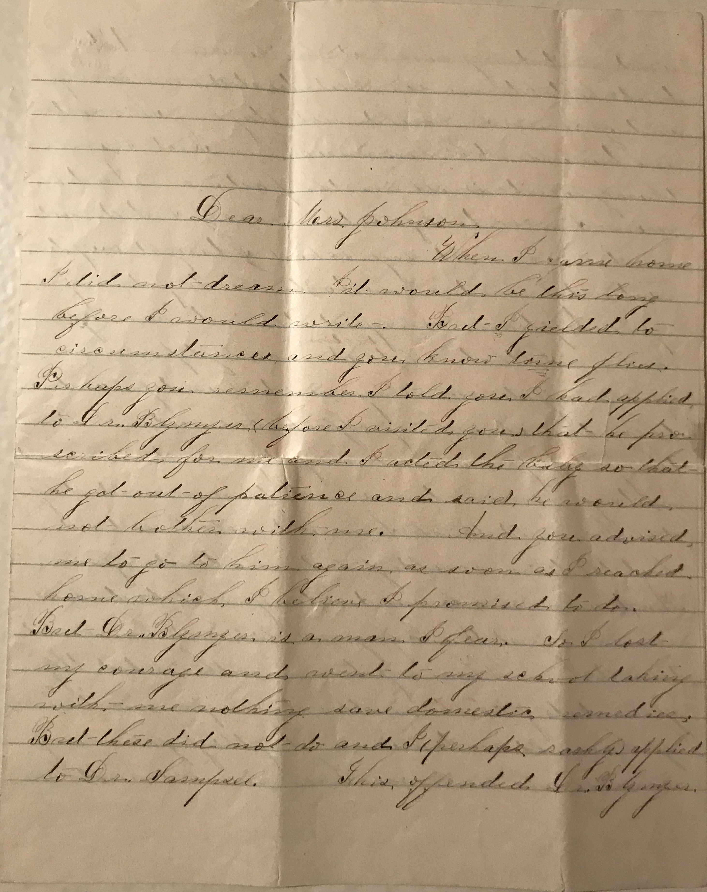 Letter to Achsa Johnson of Worthington, Ohio from E.A. Leonard