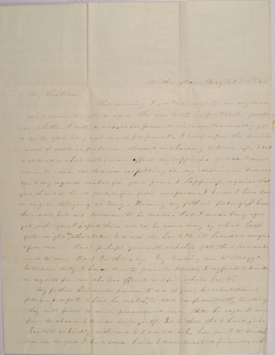 Letter to John M. Christian of Columbus, Ohio from Mary Johnson of Worthington, Ohio