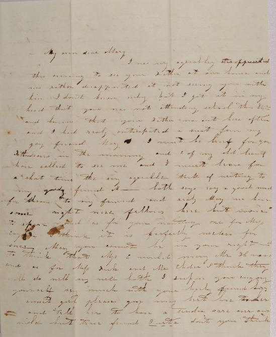 Letter to Mary D. Johnson of Worthington, Ohio from Molly A of 2130 E. Broad Street, Columbus, Ohio