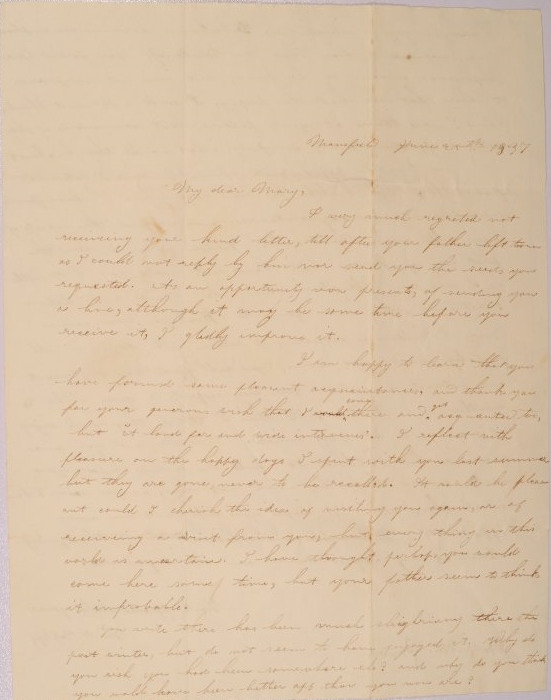Letter to Mary Johnson of Worthington, Ohio from M.A. Moptiff of Connecticut
