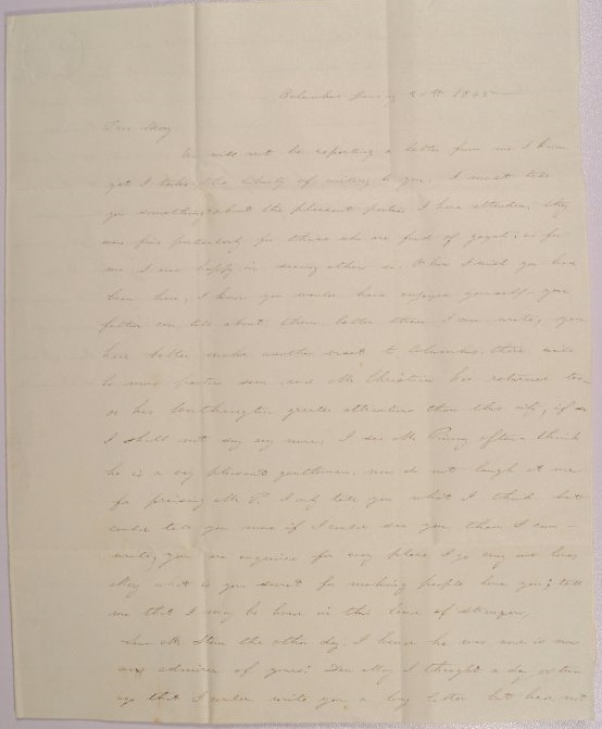 Letter to Mary Johnson of Worthington, Ohio from Rachel S. Connell of Columbus, Ohio