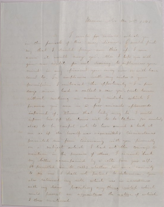 Letter to Mary Johnson of Worthington, Ohio, from Leander S. Holmes in Marion