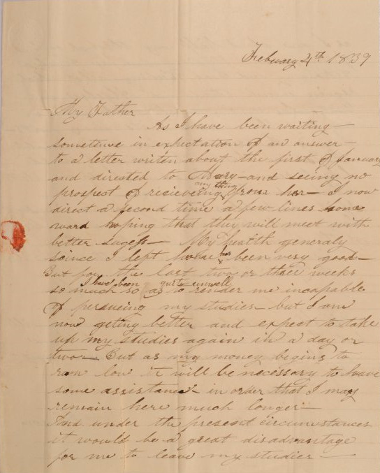 Letter to Orange Johnson of Worthington, Ohio from William Johnson of Milan, Ohio