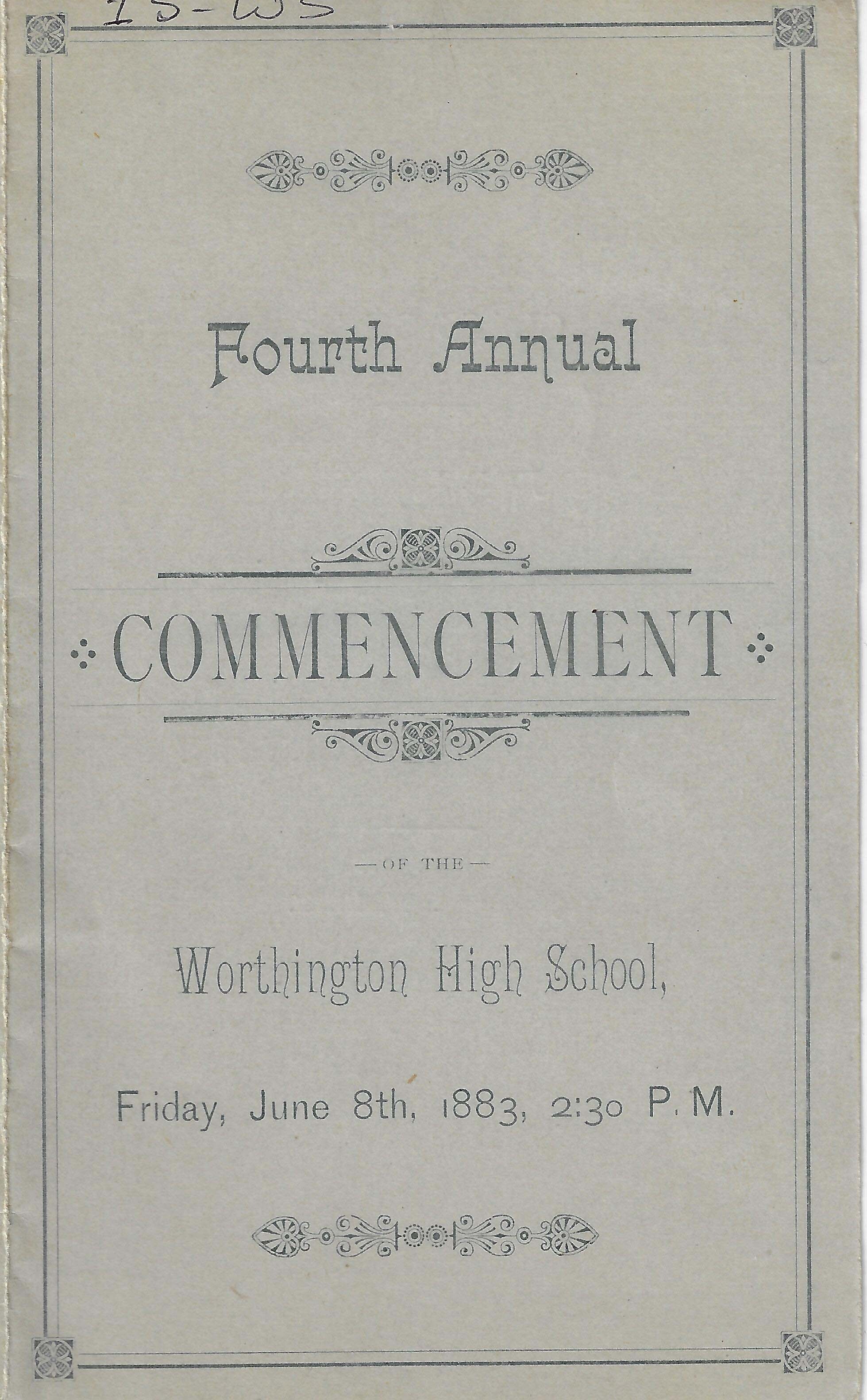 Program for Worthington High School Commencement, 1883