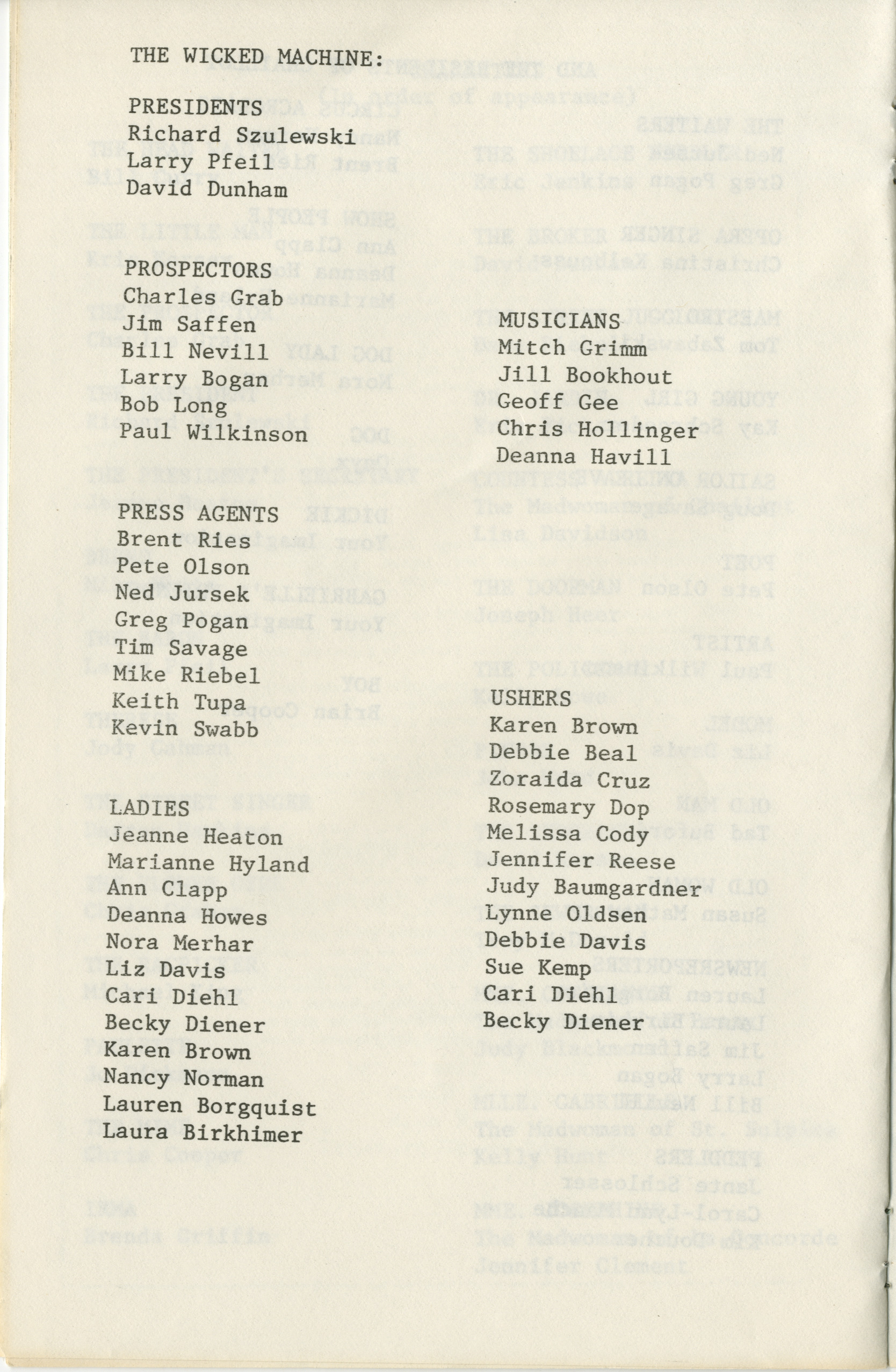 Program for the Worthington High School Production of "The Madwoman of Chaillot"