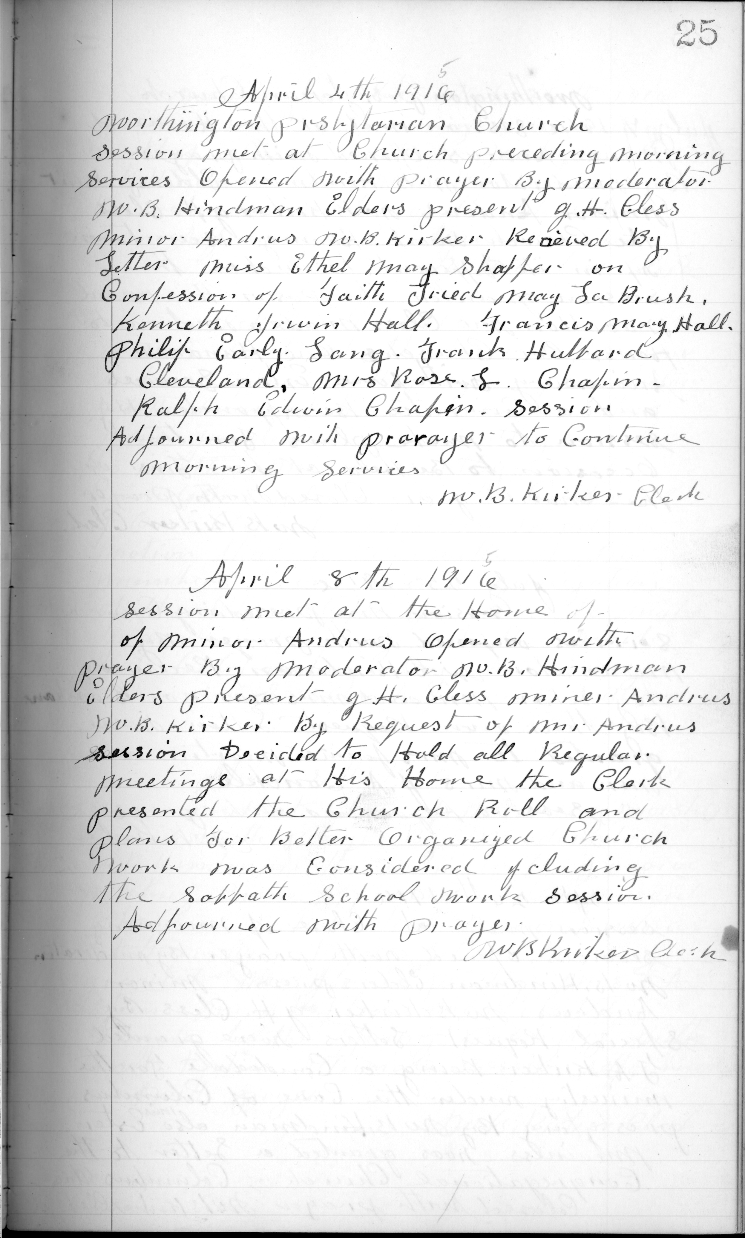 Session Book of the Presbyterian Church of Worthington Ohio, Vol. 4 [1916-1926]