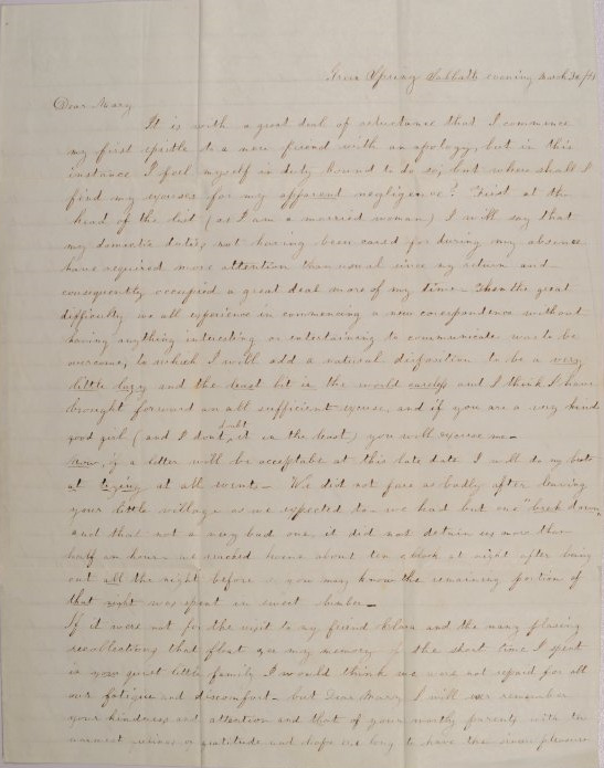 Two Letters to Mary Johnson of Worthington, Ohio from Matilda E. Stern and Emeline Stern of Green Springs, Ohio