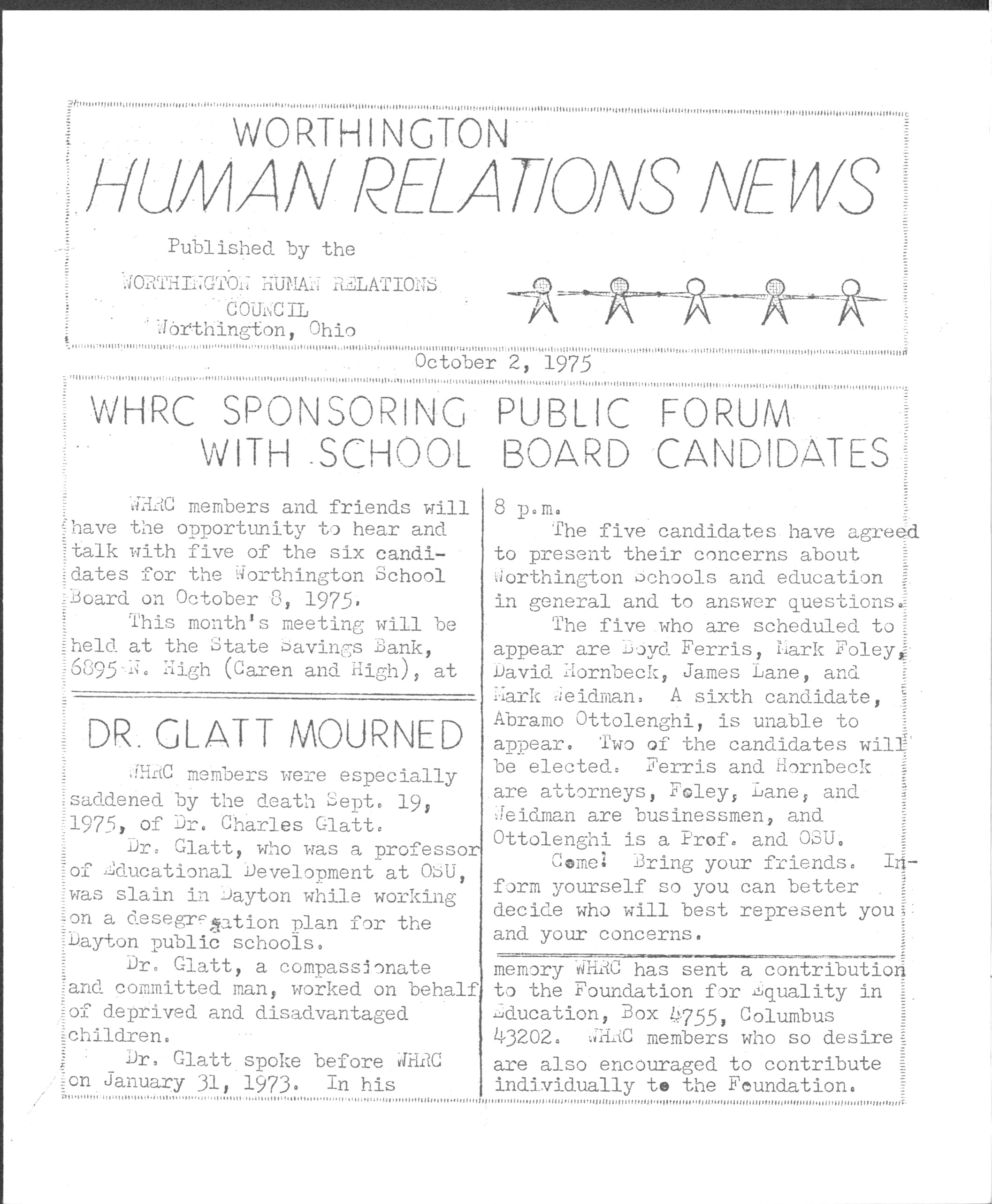Worthington Human Relations News