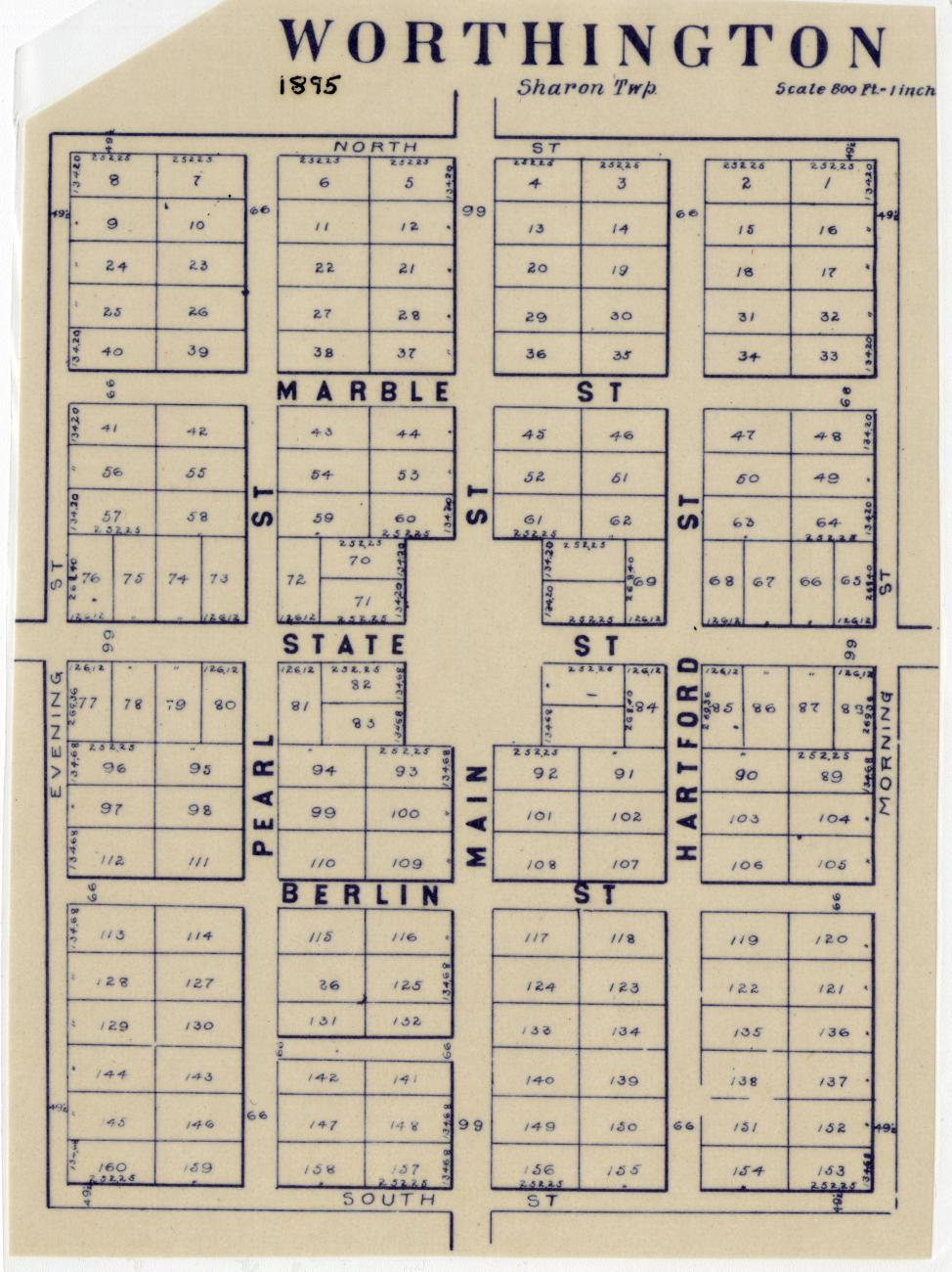 1895 Map of Worthington, Ohio