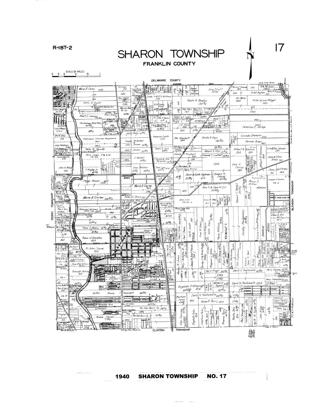 1940 Map of Sharon Township, Franklin County, Ohio