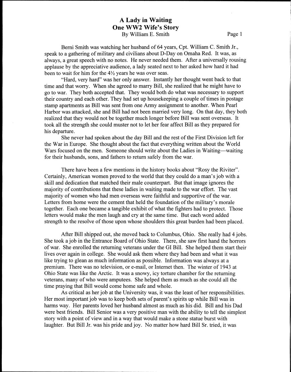 A Lady in Waiting: One WW2 Wife's Story