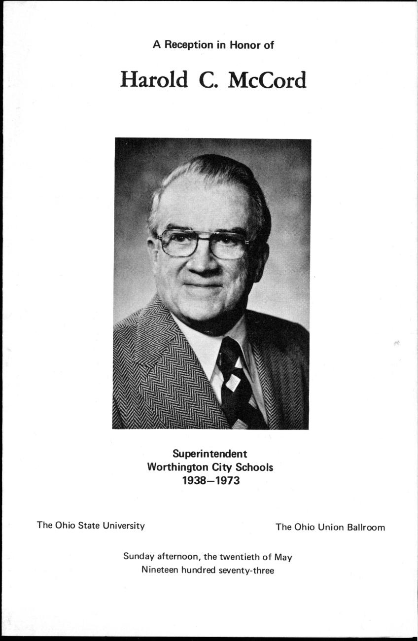 A Reception in Honor of Harold C. McCord