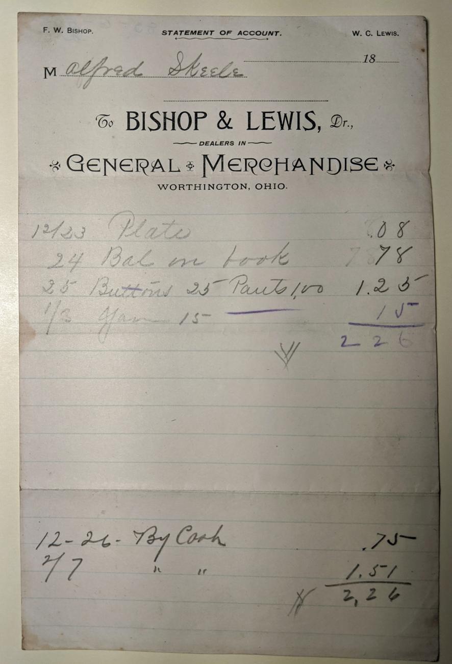 Account Statement for Bishop & Lewis Store