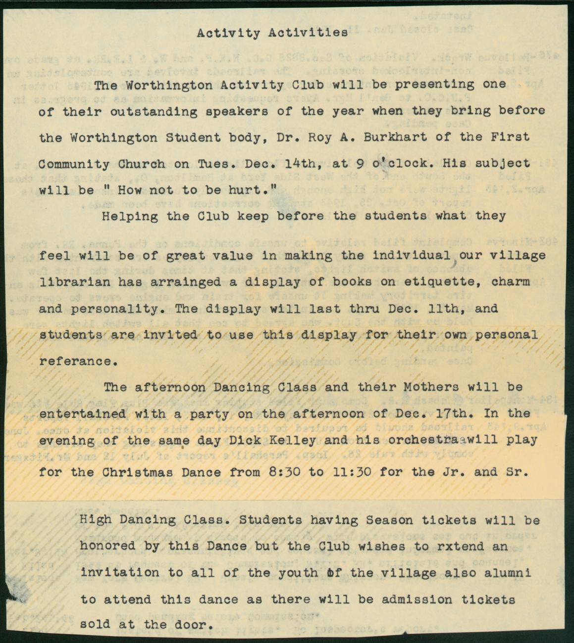 Activity Club Announcement