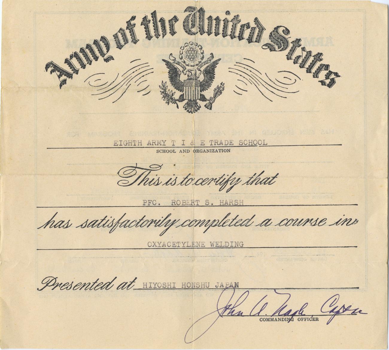 Army Education-Training Program Certificate