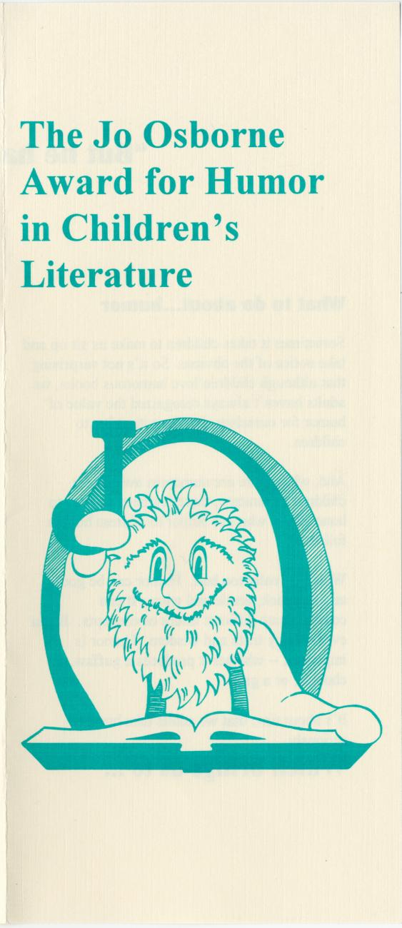 Brochure for the Jo Osborne Award for Humor in Children's Literature