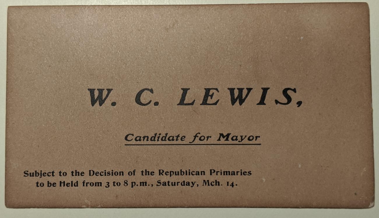 Candidate Card for W.C. Lewis for Mayor