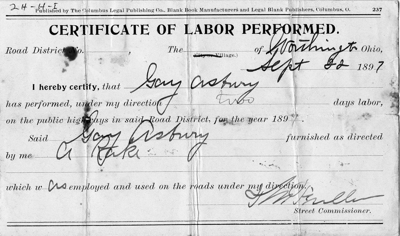 Certificate of Labor
