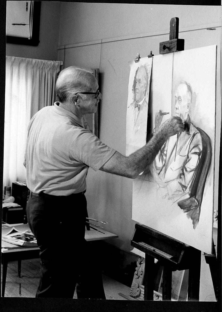 David Philip Wilson Works on a Portrait