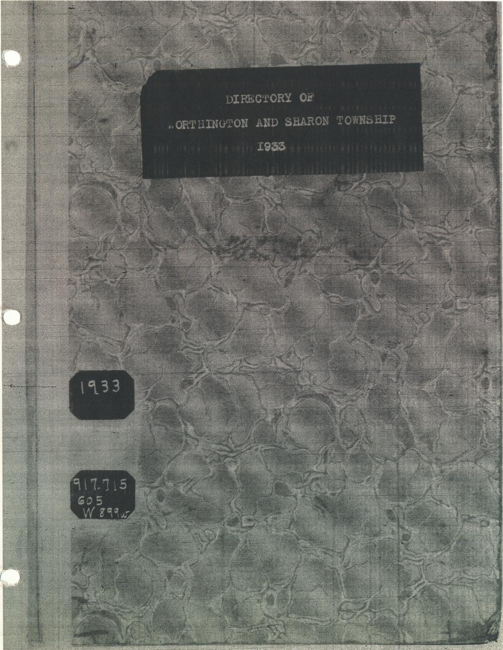 Directory of Worthington and Sharon Township 1933