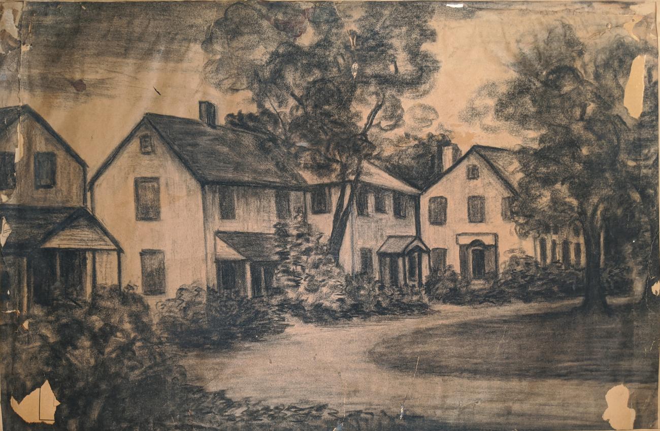 Drawing by Cornelia Vest Corbin of Southwest Village Green