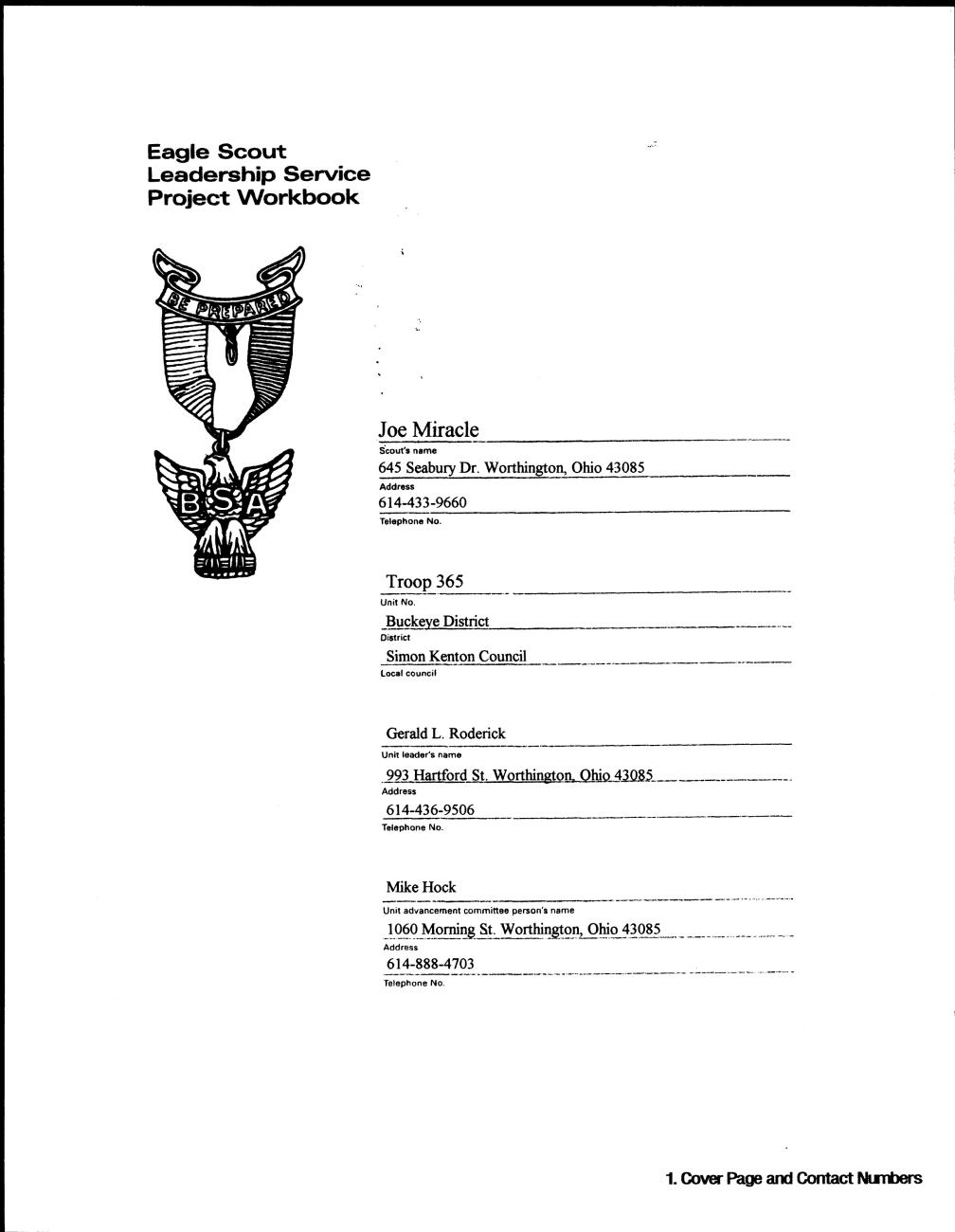 Eagle Scout Leadership Service Project Workbook