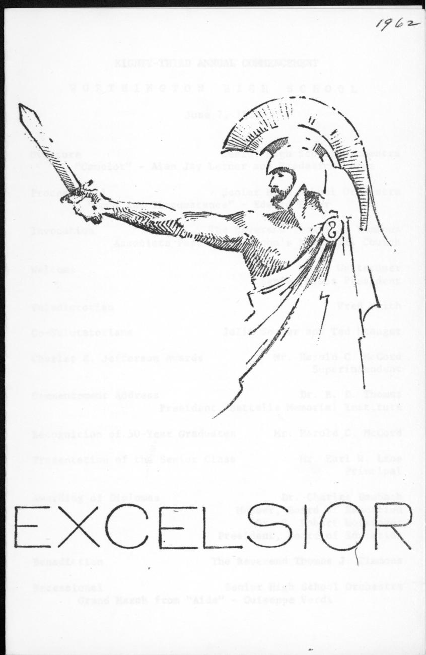 Excelsior: Eighty-Third Annual Commencement Worthington High School 1962