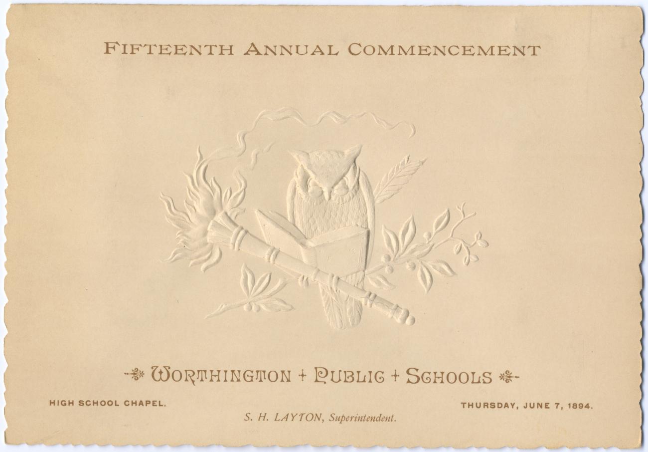 Fifteenth Annual Commencement Worthington Public Schools 1894