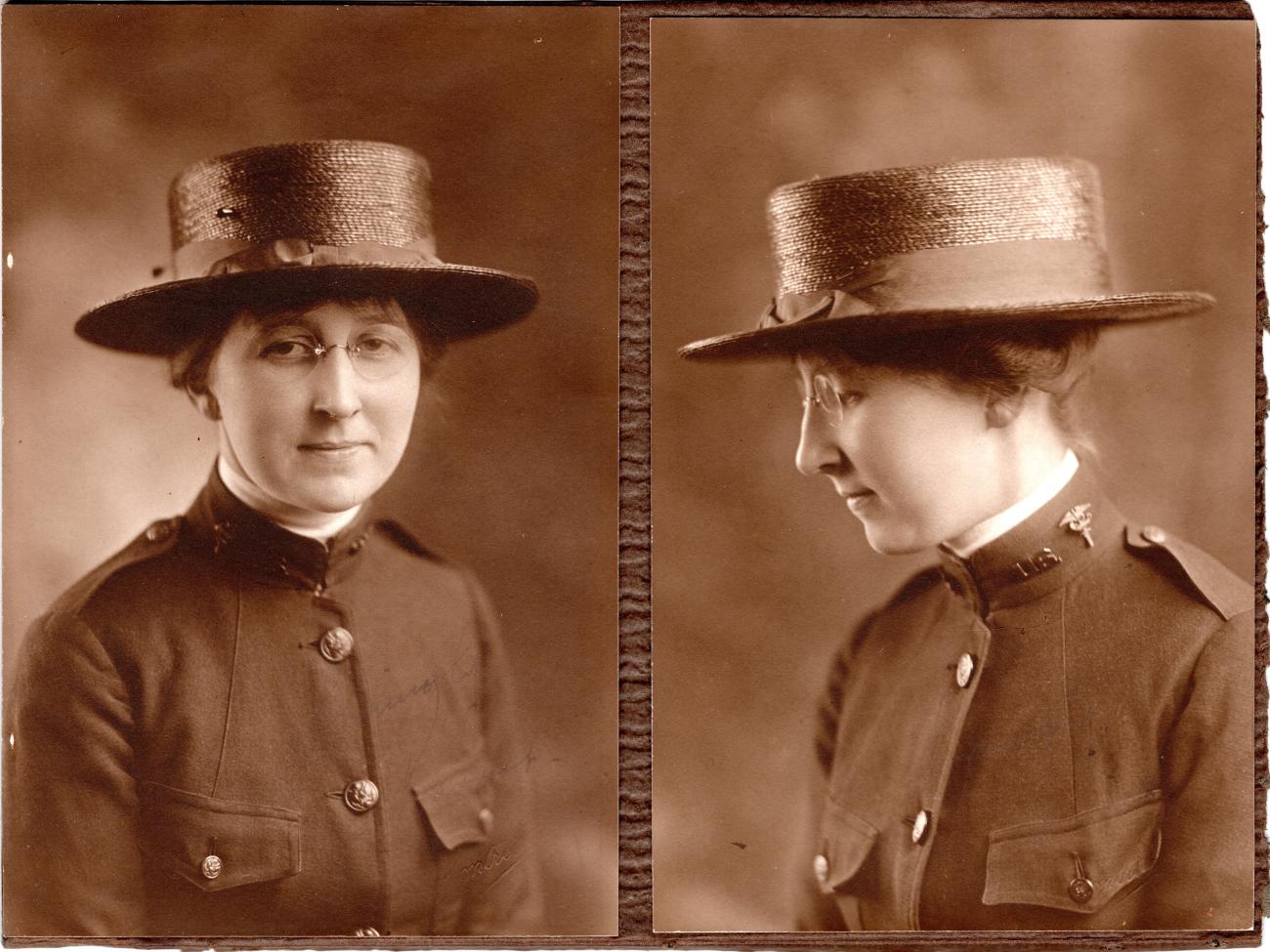 Front and Side View Portraits of Army Nurse Harriet Elizabeth Putman