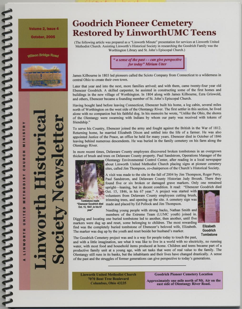 Goodrich Pioneer Cemetery Restored by Linworth UMC