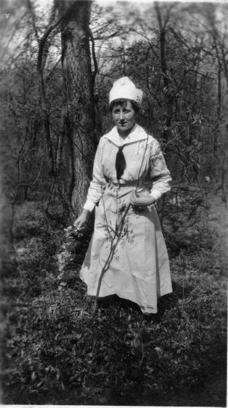 Harriet Elizabeth Putman Standing on Hillside at Camp Sherman