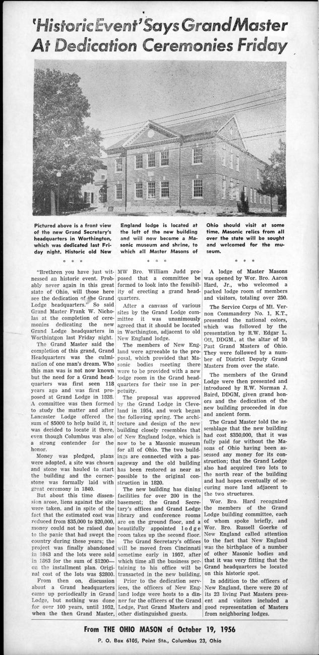 'Historic Event' says Grand Master at Dedication Ceremonies Friday