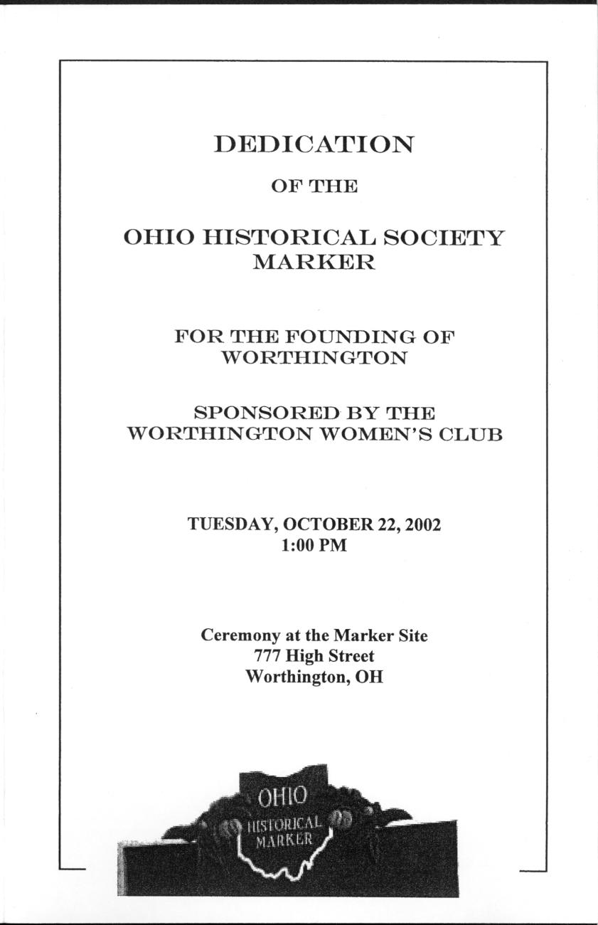 Historical Marker Dedication Program