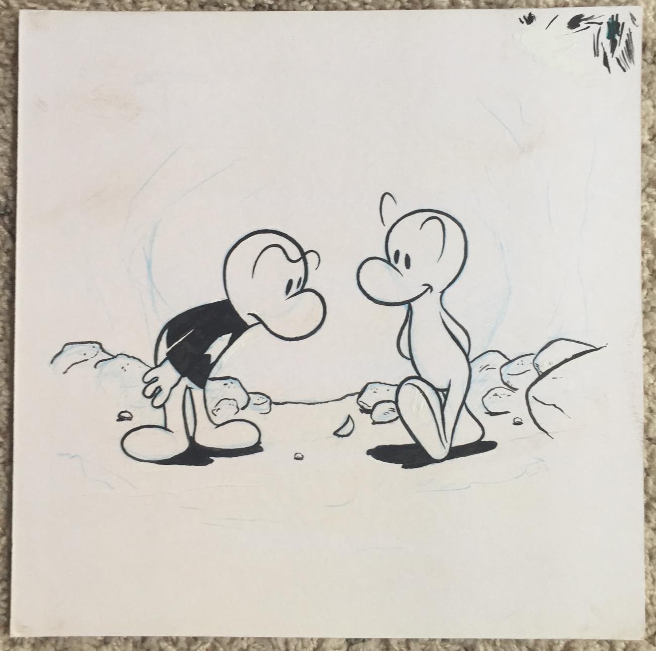 Inked Drawing of Fone Bone and Phoney Bone