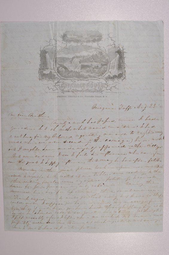 Letter to Achsa Johnson of Worthington, Ohio from Mary Johnson Sessions in Niagra Falls, New York