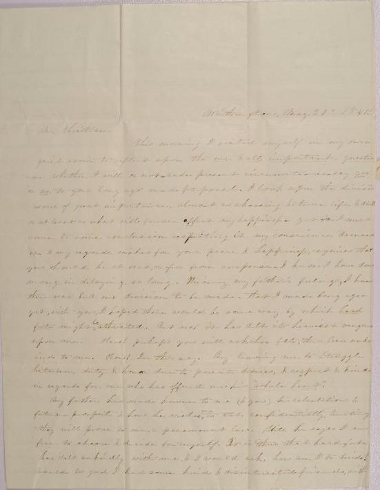Letter to John M. Christian of Columbus, Ohio  from Mary Johnson of Worthington, Ohio