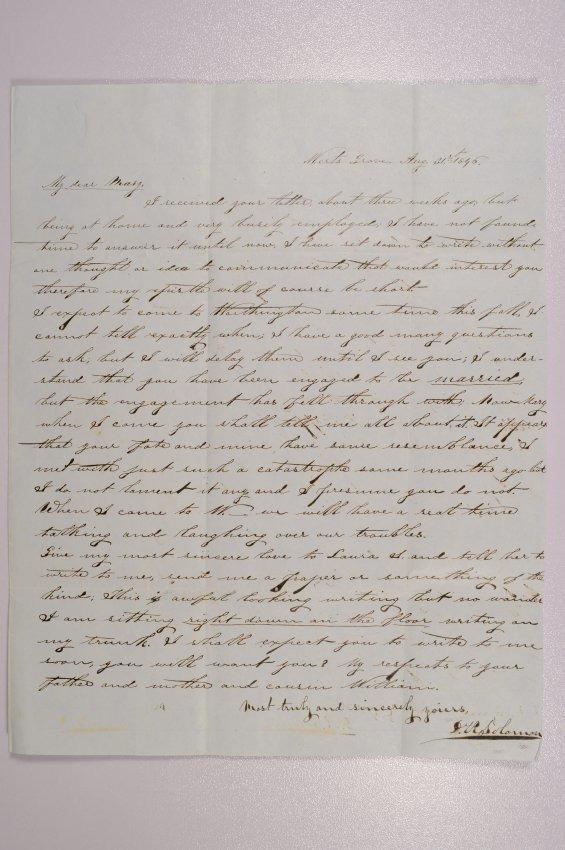 Letter to Mary Johnson of Worthington, Ohio from D. R. Solomon of Werts Grove