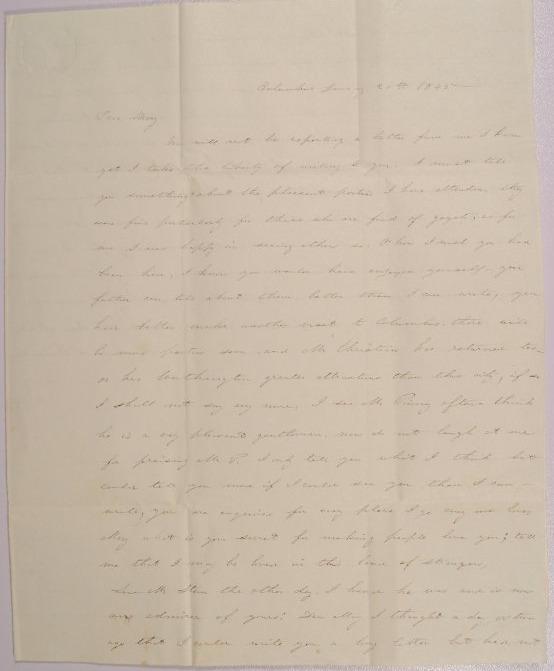 Letter to Mary Johnson of Worthington, Ohio from Rachel S. Connell of Columbus, Ohio