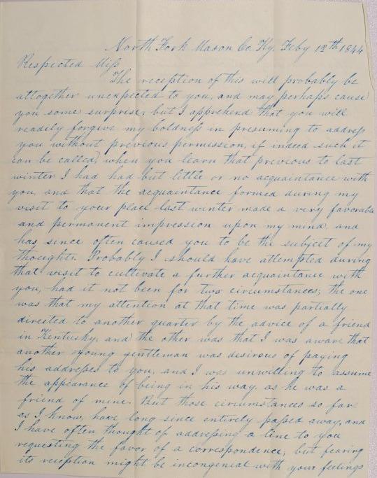 Letter to Mary Johnson of Worthington, Ohio from E. Bailey, of North Fork, Kentucky