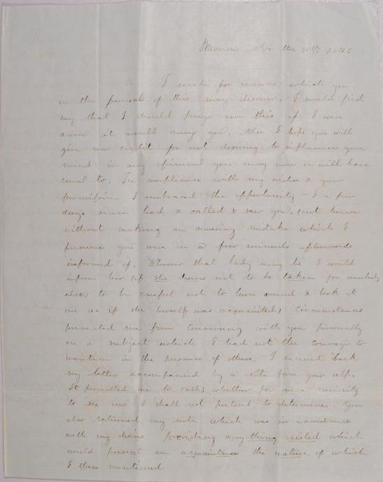 Letter to Mary Johnson of Worthington, Ohio, from Leander S. Holmes in Marion