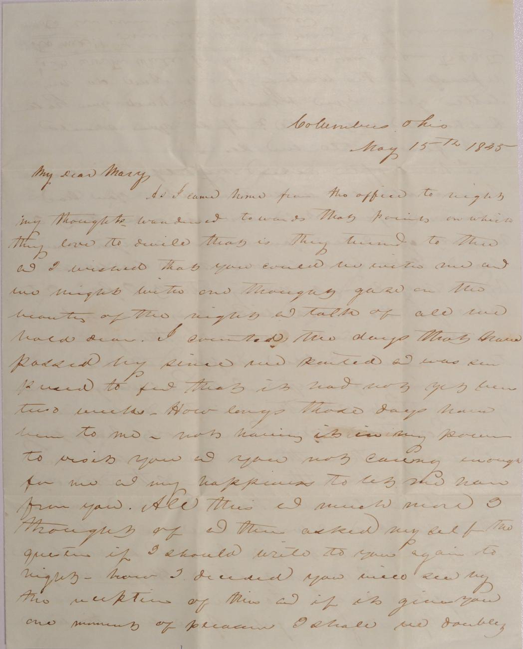 Letter to Mary Johnson of Worthington, Ohio from John Christian of Columbus, Ohio