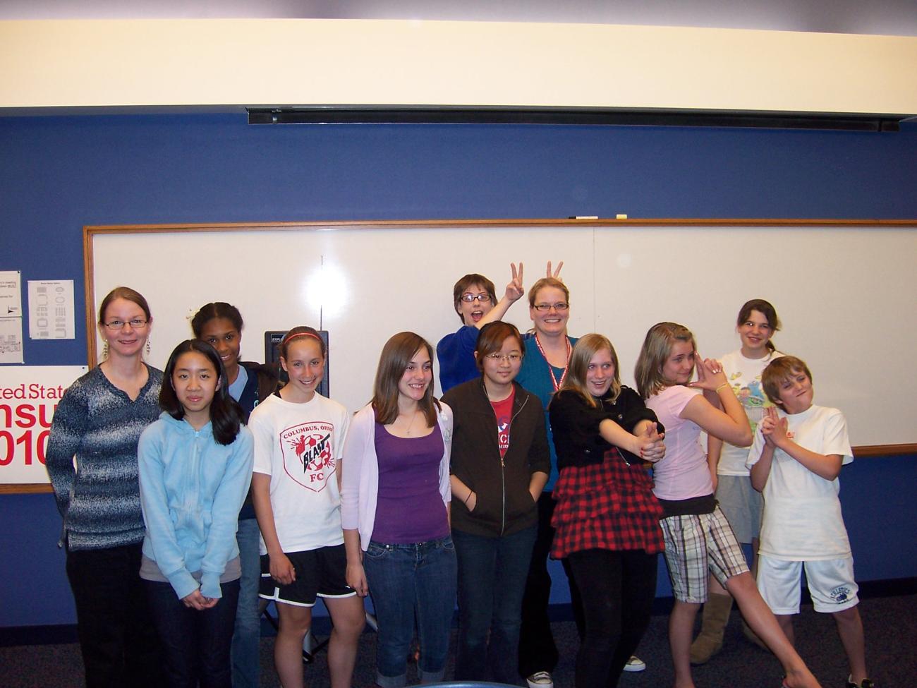 Librarian Ann Pechacek and teens at the Open Mic @ Your Library program in 2010