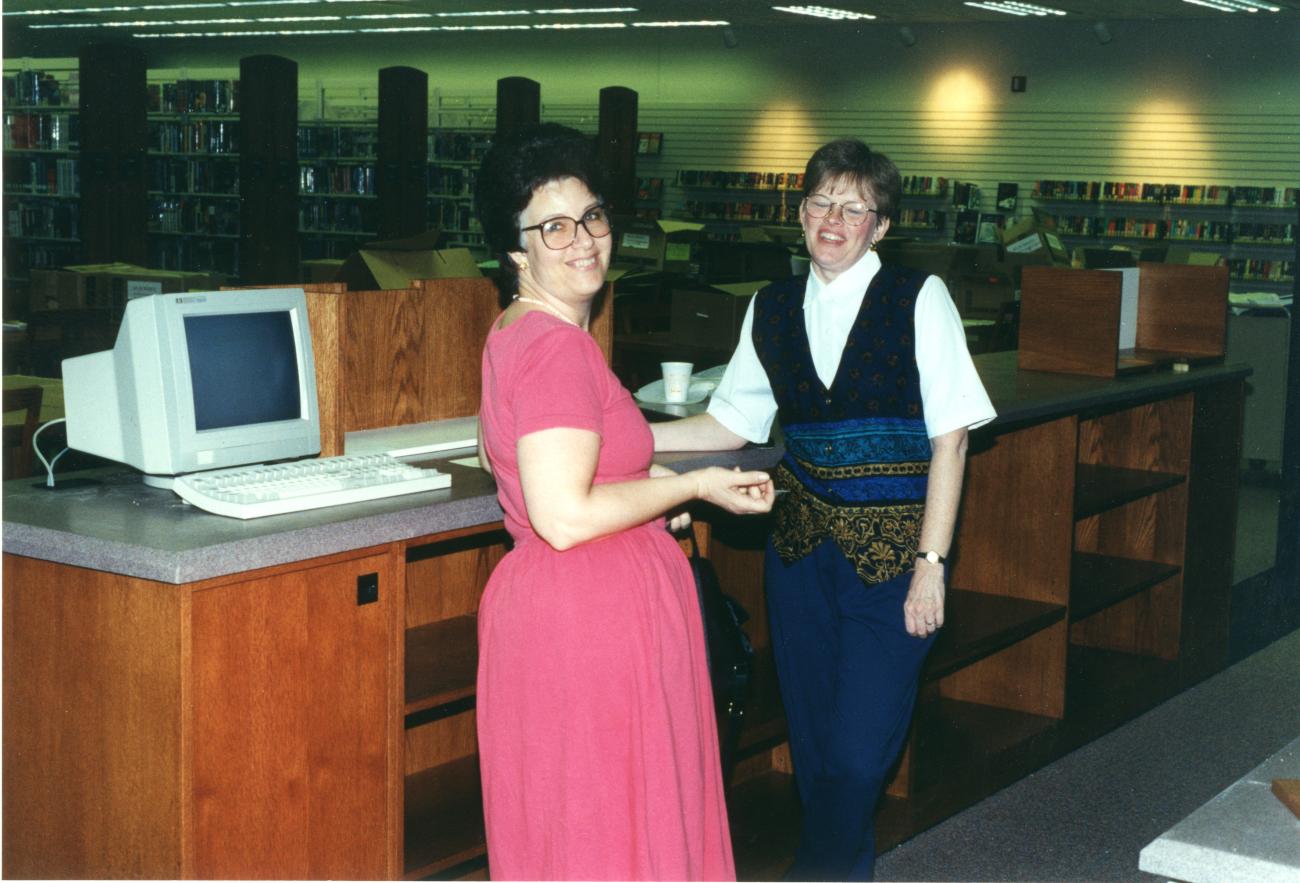 Linda Roberts and Sally Carton at the Northwest Library Pre-Opening Event