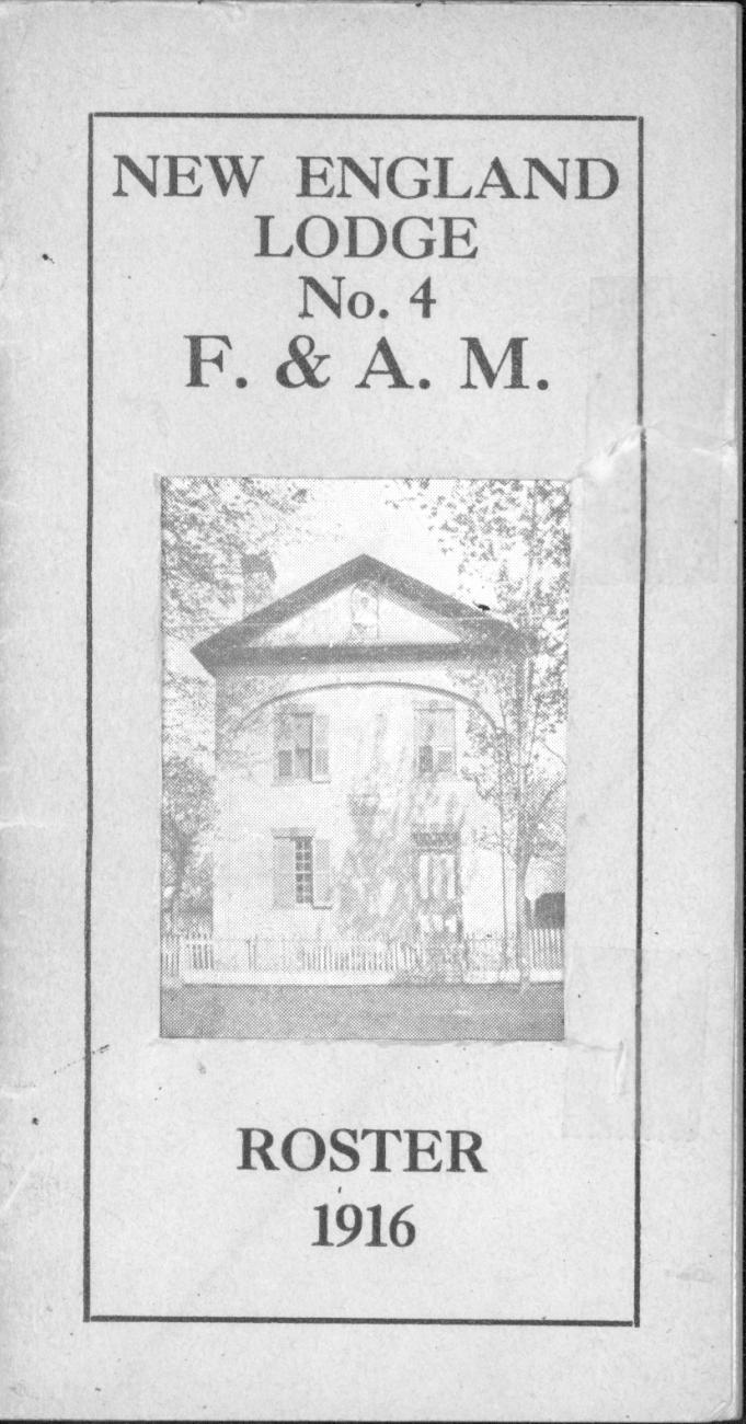 New England Lodge No. 4 F and AM: Roster 1916