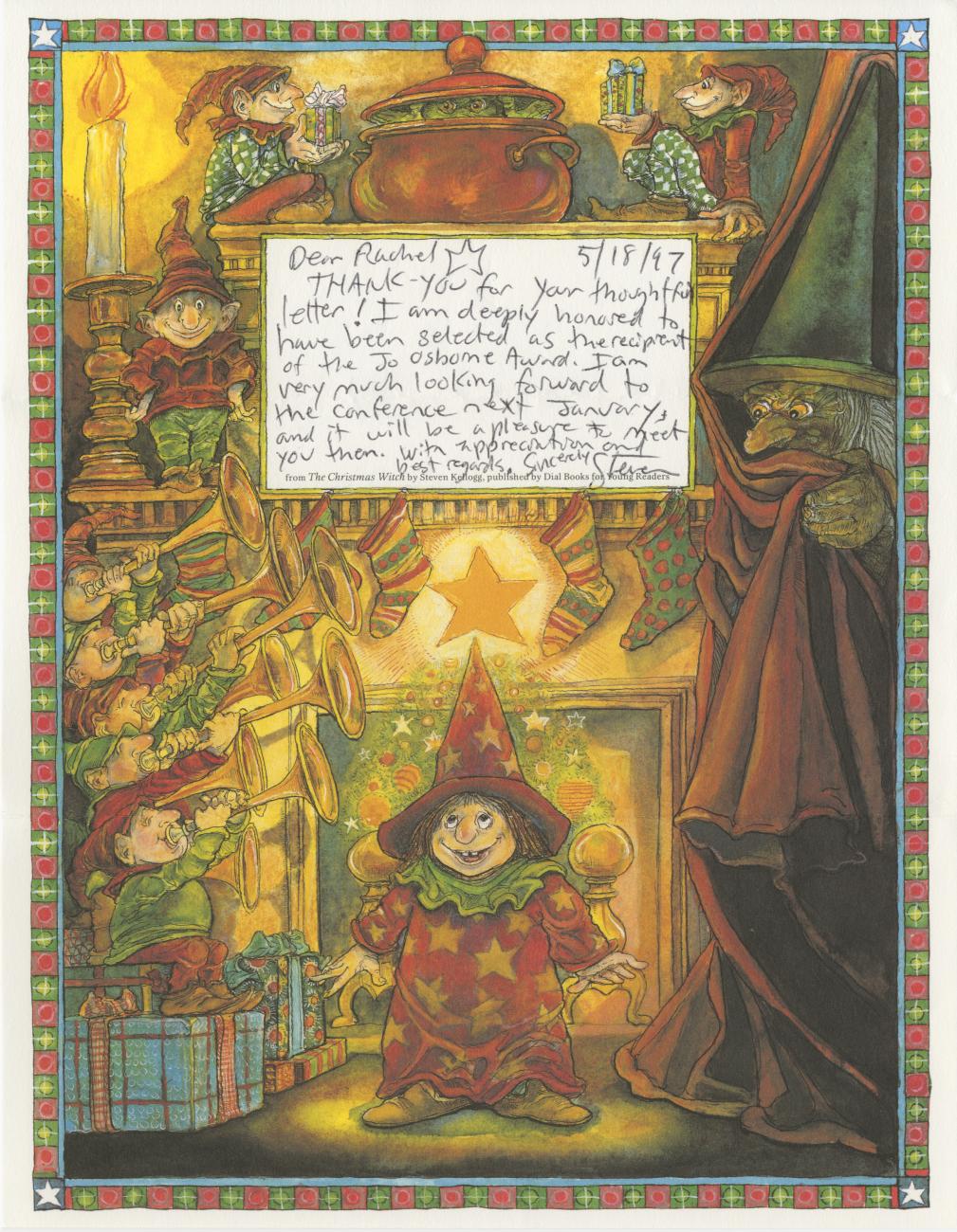 Note from Author Steven Kellogg to Rachel Alexander