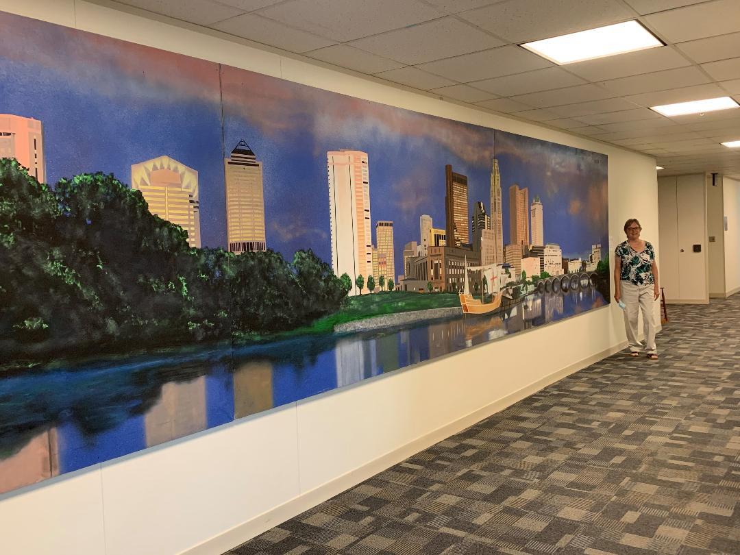 Painting by William (bc) (Bill) Collins of the Columbus Skyline